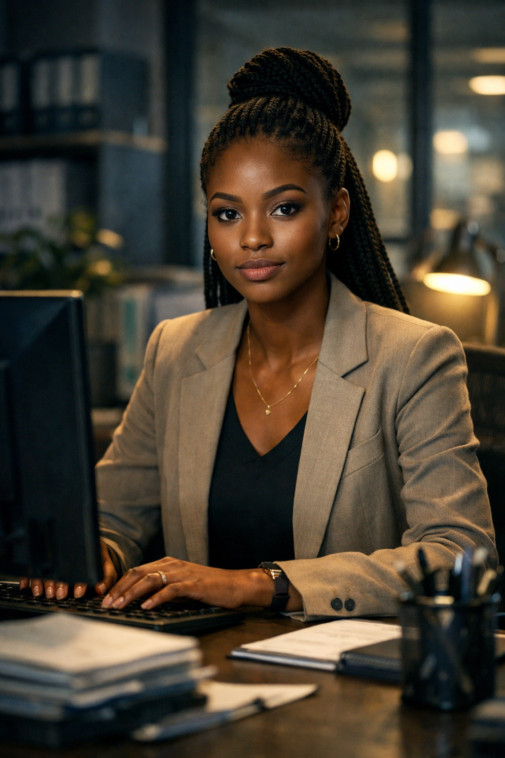 femme d'affaires au bureau